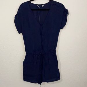 Lavender Brown navy romper (with pockets!)